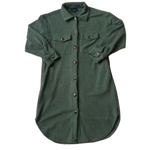 Timing Women’s Green Button Up Collared Duster Cardigan Size S